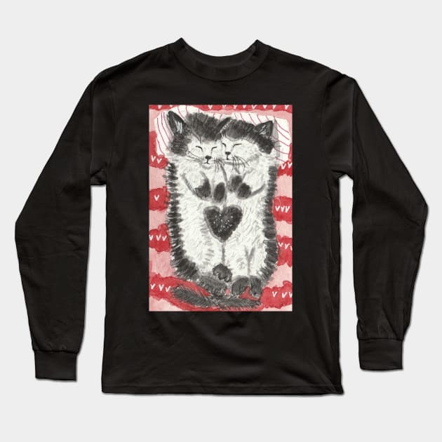 Sleeping kittens art painting Long Sleeve T-Shirt by SamsArtworks